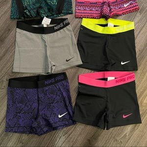 Set of 7 Women’s Nike Pro Shorts, Medium